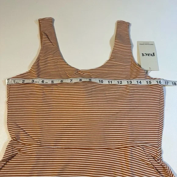 NWT Pact Organic Cotton Blend Tie Back Fit & Flare Dress In Shell Stripe - Picture 4 of 15